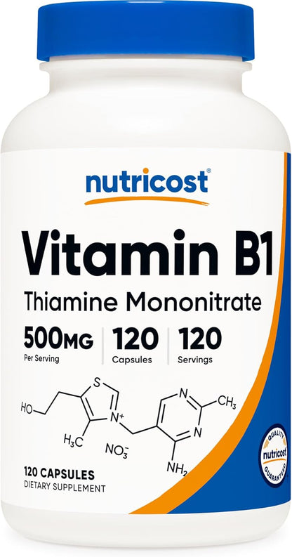 Nutricost Vitamina B1 (Tiamina) 500mg, 120 – El metabolismo energético normal. – Image 1