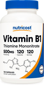 Nutricost Vitamin B1 (Thiamine) 500mg, 120 Capsules (2-Pack)