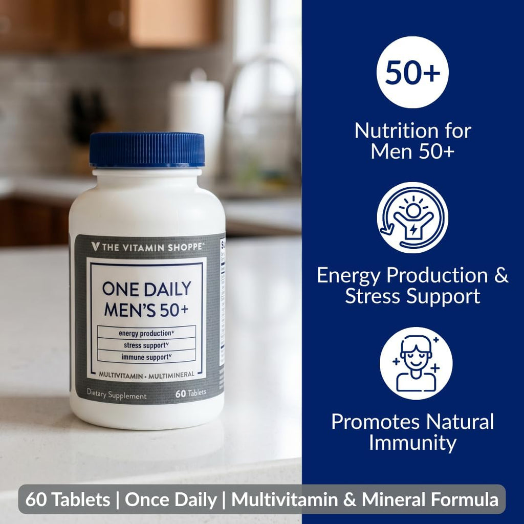 The Vitamin Shoppe Multivitamínico Multimineral Diario para Hombres de 50+, 60 Comprimidos