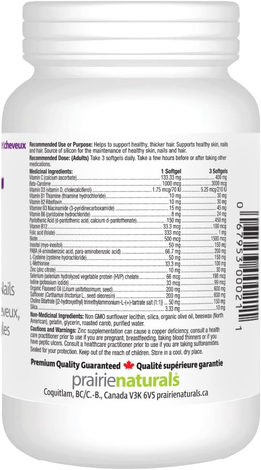 Prairie Naturals Hair Force Cápsulas Blandas, 90 Unidades