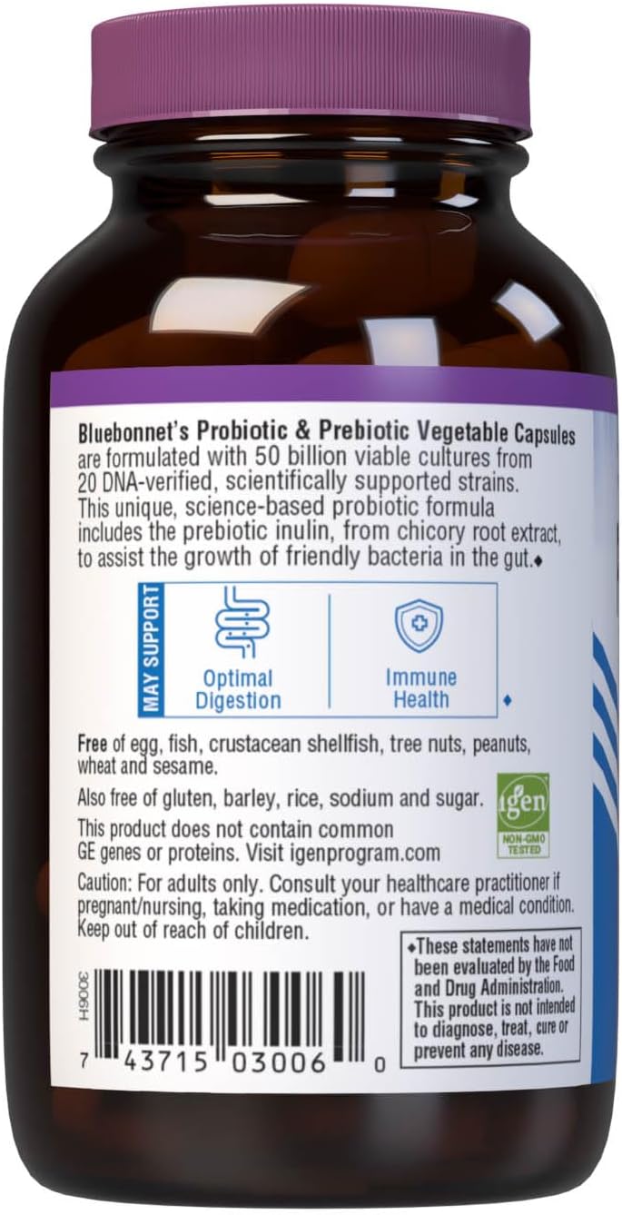 Bluebonnet Nutrition Advanced Choice Daily Probiotic 50 Billion (Cold-Packed), 30 Capsules