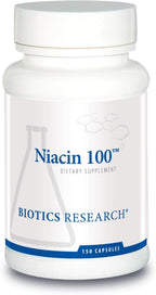 BIOTICS RESEARCH Niacin 100 - 100 mg of Niacin (Vitamin B3) - 150 Capsules