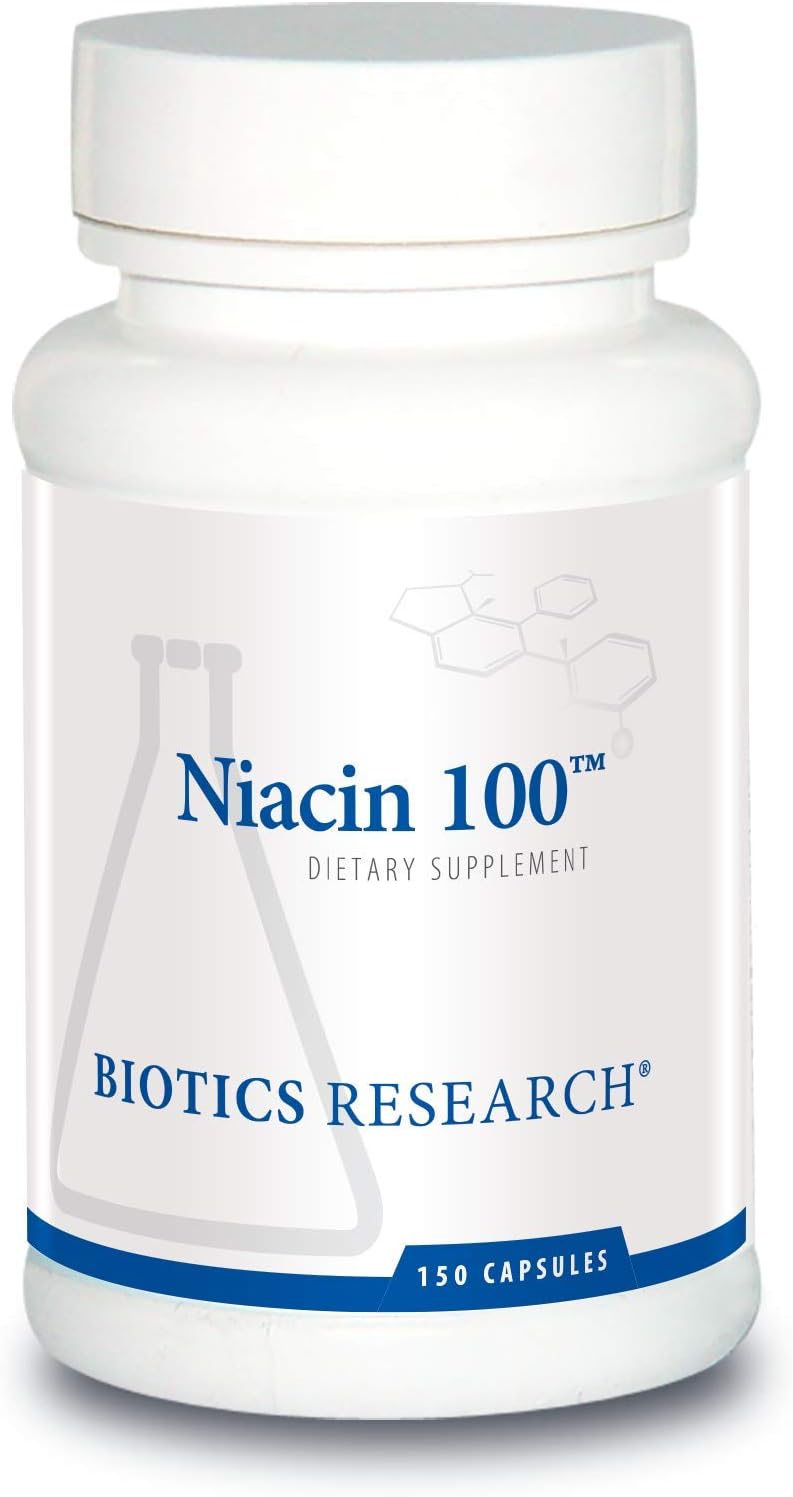 BIOTICS RESEARCH Niacin 100 - 100 mg of Niacin (Vitamin B3) - 150 Capsules