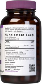 Bluebonnet Vitamina E 1000 UI con Tocoferoles Mixtos, 100 Cápsulas Blandas