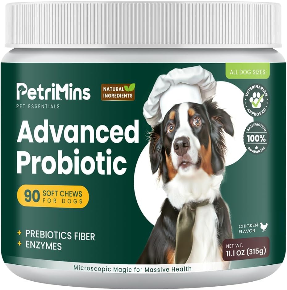 PetriMins Probiótico Avanzado para Perros - 90 Masticables Sabor Pollo