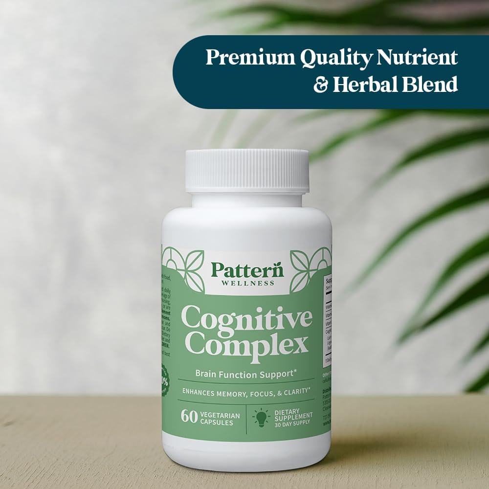 Pattern Wellness Complejo Cognitivo – Apoya la Salud Cerebral y la Claridad Mental – con Lion's Mane, Bacopa y Vitaminas B – 60 Cápsulas Vegetarianas