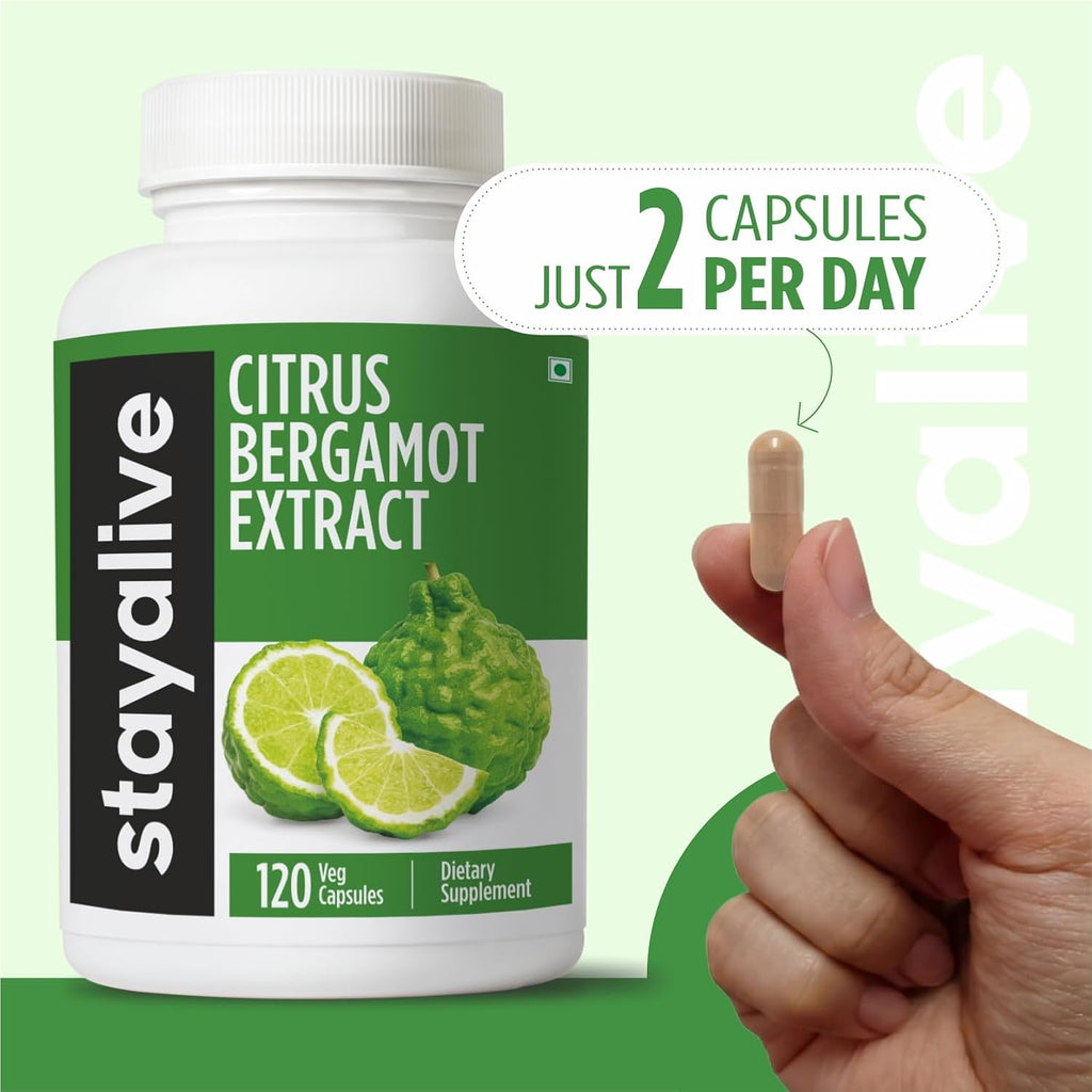 Cápsulas de Citrus Bergamot 1000mg - 30:1 Super Extracto con 50% Flavanones Polifenólicos - 120 Cápsulas para Mujeres y Hombres | No OGM, Sin Gluten