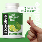 Cápsulas de Citrus Bergamot 1000mg - 30:1 Super Extracto con 50% Flavanones Polifenólicos - 120 Cápsulas para Mujeres y Hombres | No OGM, Sin Gluten