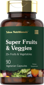 Tahoe Nutritionals Super Fruits and Veggies Cápsulas - 90 Cápsulas - Complemento Vegetariano, No Transgénico y Sin Gluten