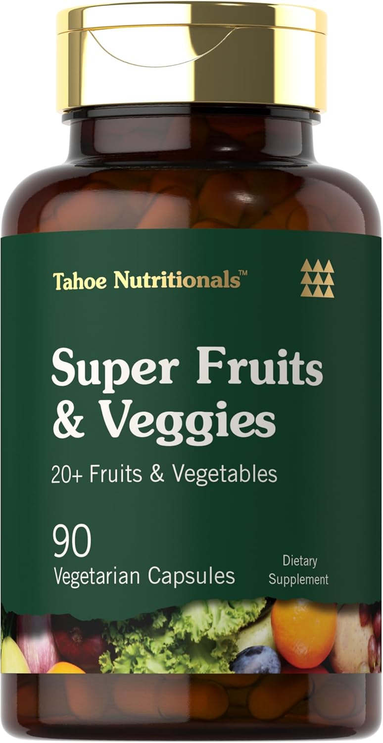 Tahoe Nutritionals Super Fruits and Veggies Cápsulas - 90 Cápsulas - Complemento Vegetariano, No Transgénico y Sin Gluten