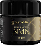 PUROVITALIS NMN en Polvo 99% Puro - Suplemento de Nicotinamida Mononucleótido para NAD+, Salud Celular y Energía - 30g (2 meses)