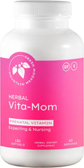 Mountain Meadow Herbal Vita-MOM Vitaminas Prenatales - Suplemento con 5-MTHF Folato, Hierro, Multivitaminas y Hierbas Orgánicas - 120 Cápsulas Blandas (2 Meses)