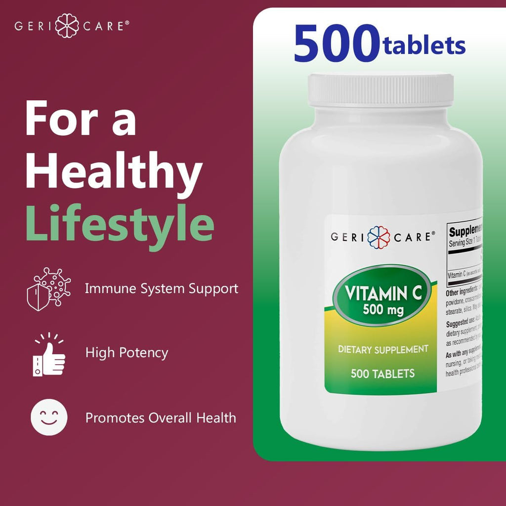 GeriCare Vitamina C 500 mg, 500 Comprimidos