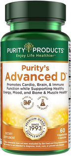 Purity Products Advanced D - Vitamina D3, K2, Zinc, Magnesio, Boro y Taurina - 60 Cápsulas Vegetarianas