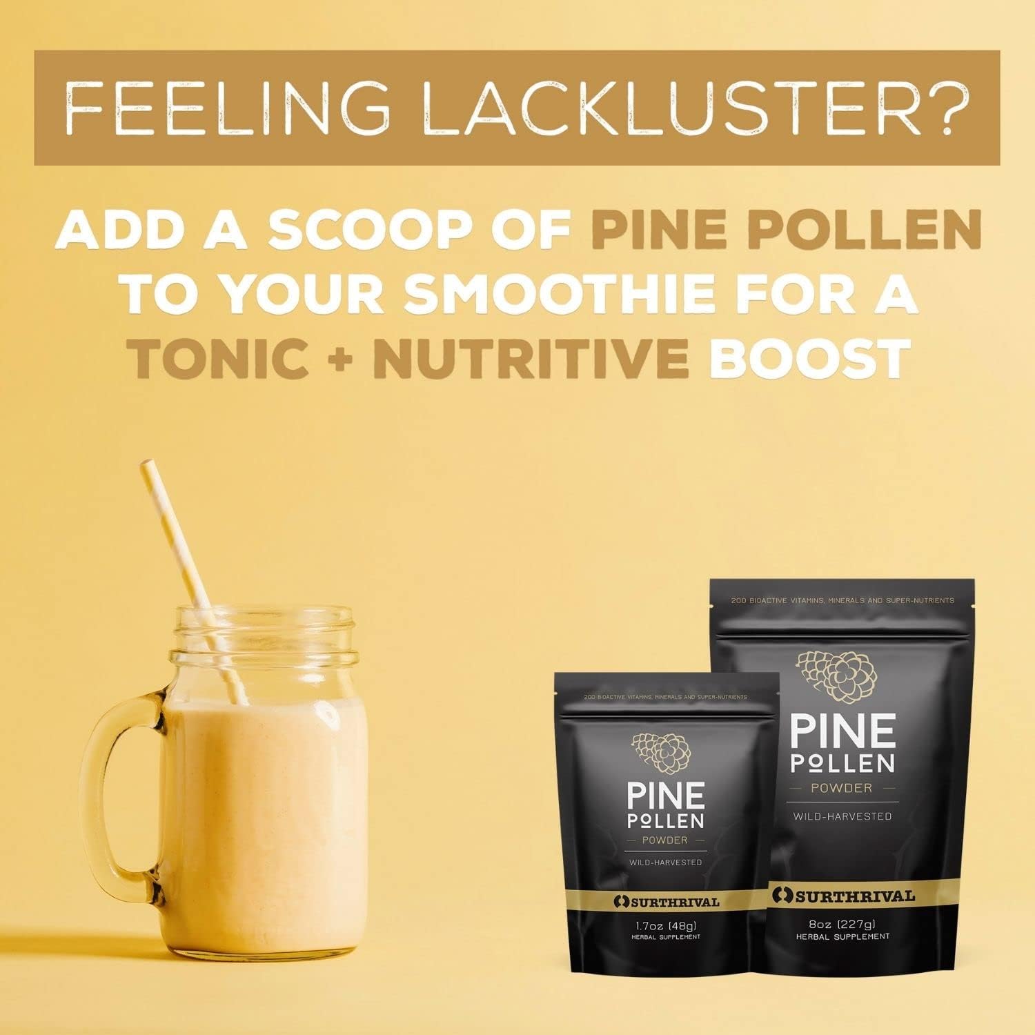 Surthrival Pine Pollen Powder (227 g) - Wild-Harvested, Energy and Endurance Restoration