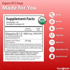 LIQUIDHEALTH Vitamina B12 Orgánica Metilcobalamina Gotas Líquidas 5000 mcg (3 Pack)