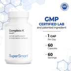Supersmart Complete K - Complejo de Vitamina K con K1, K2 (MK4 + MK7) - 60 Cápsulas Vegetales