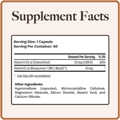 Vitamina D3+K2 5000 UI 45 mcg MenaQ7 | Utzy Naturals – Image 3