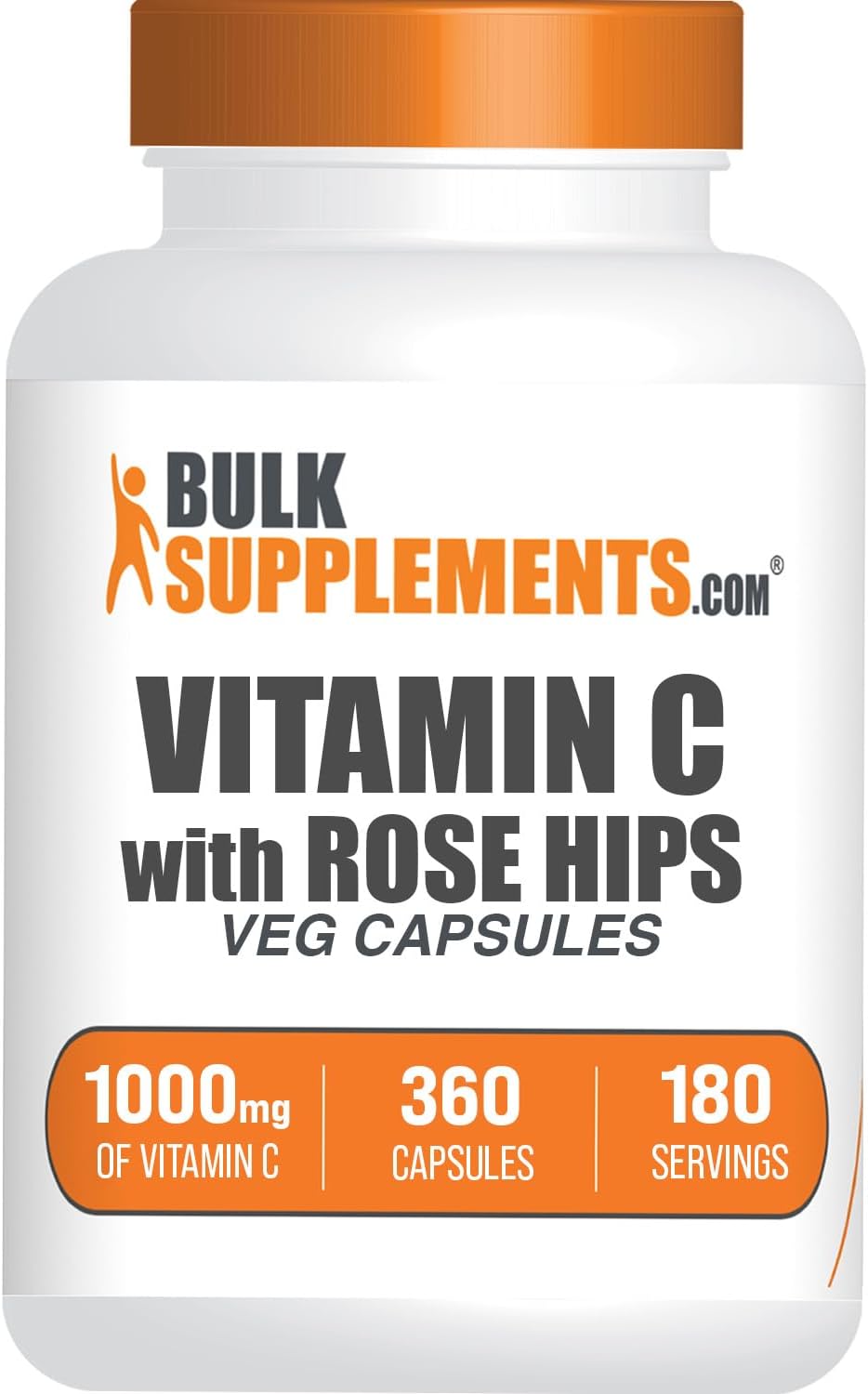 BulkSupplements Vitamina C con Escaramujo - 1000 mg, 360 Cápsulas (180 Días)