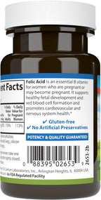 Carlson Ácido Fólico 400 mcg - Suplemento Prenatal para el Desarrollo Fetal, 300 Comprimidos