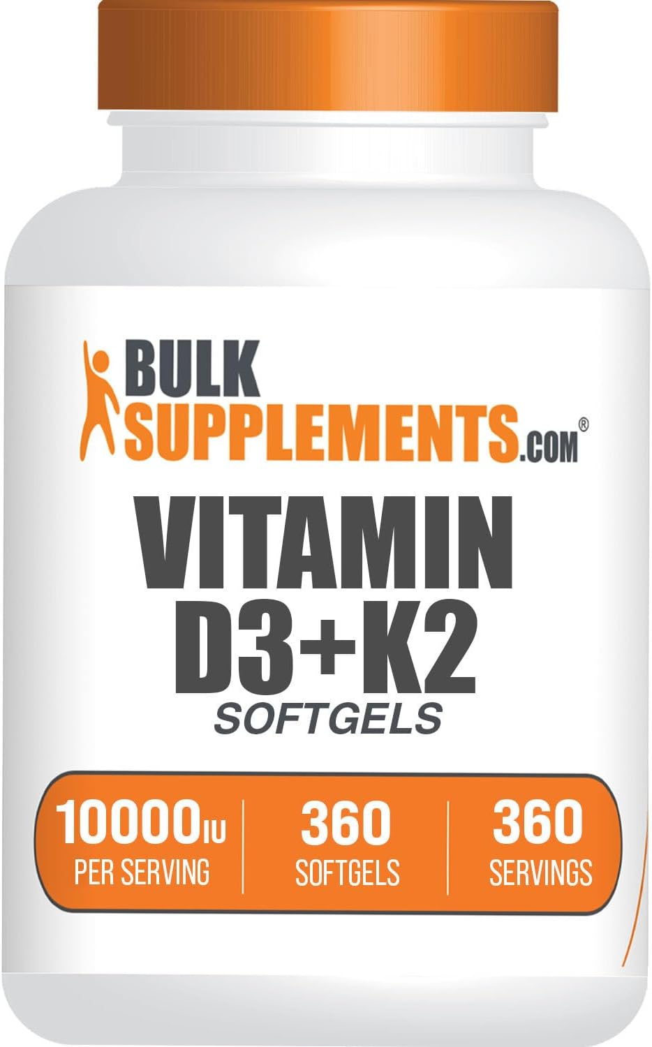 Vitamina D3 + K2 10000 UI - 360 Cápsulas Blandas para la Salud Ósea e Inmunitaria