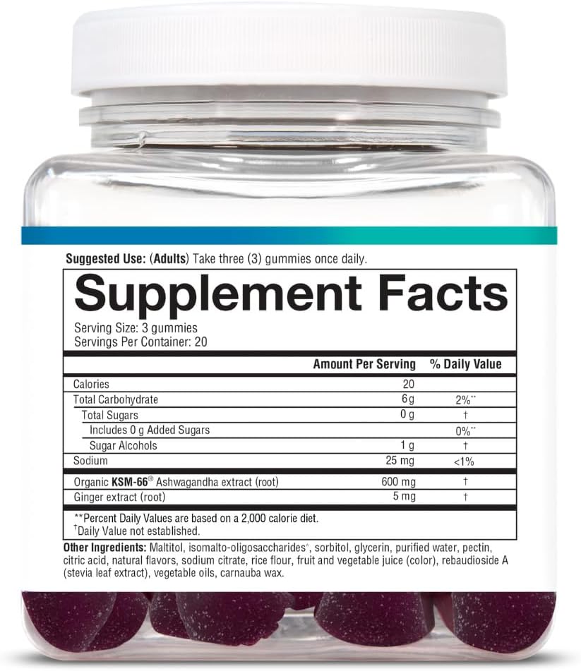 Youtheory Ashwagandha Gummies - 60 Gominolas Veganas con KSM-66
