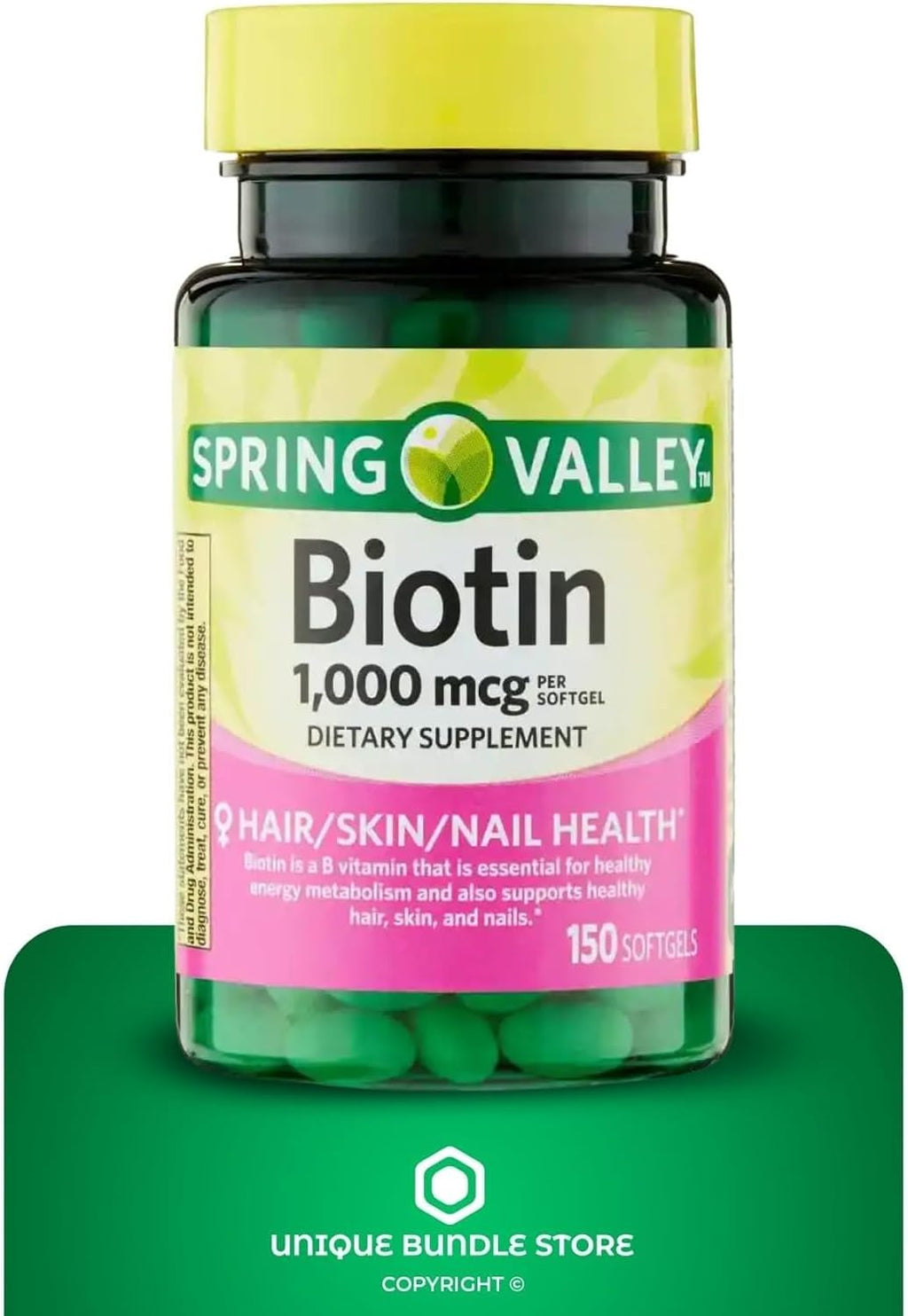 Biotina 1000 mcg – 150 Cápsulas Blandas, Suplemento de Biotina Sin Gluten, Contribuye al Mantenimiento del Cabello, Piel y Uñas (Pack de 3)