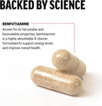 Force Factor Benfotiamina Plus Tiamina, Vitamina B1 Liposoluble de Alta Absorción, No GMO, Vegano, 90 Cápsulas Vegetales