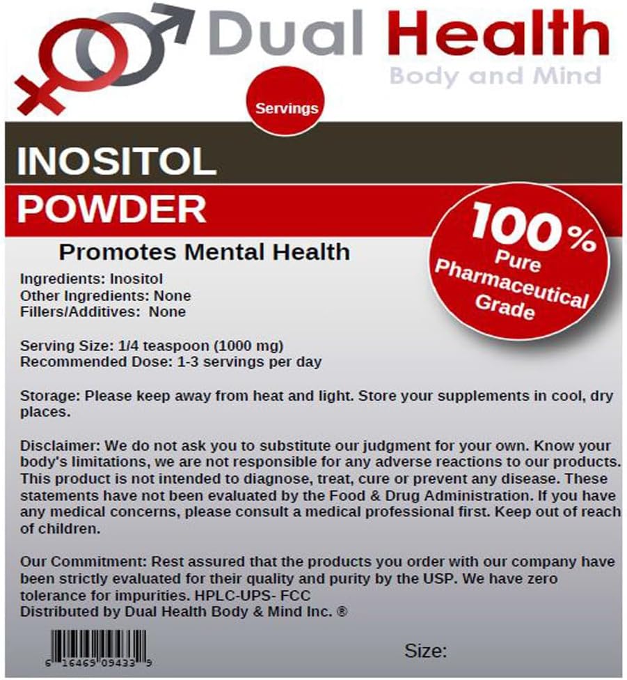 Dual Health Body & Mind Inositol en Polvo Puro (227 g) Vitamina B8 - 1000 mg por Dosis
