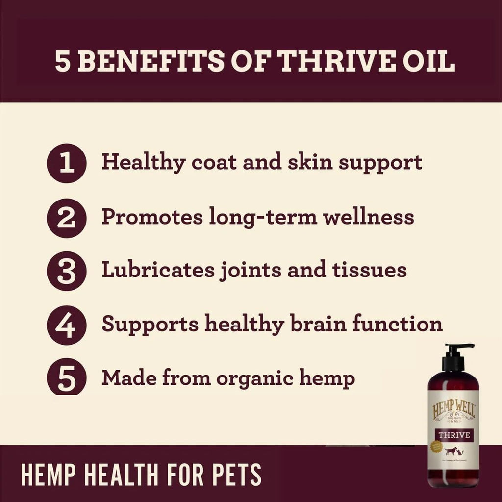 Hemp Well Thrive Oil - Aceite de Cáñamo Orgánico para Perros y Gatos (473 ml)