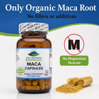 Cápsulas de Raíz de Maca Orgánica de Perú - 1000mg - Mezcla Cruda y Gelatinizada - 90 Cápsulas Veganas Kosher