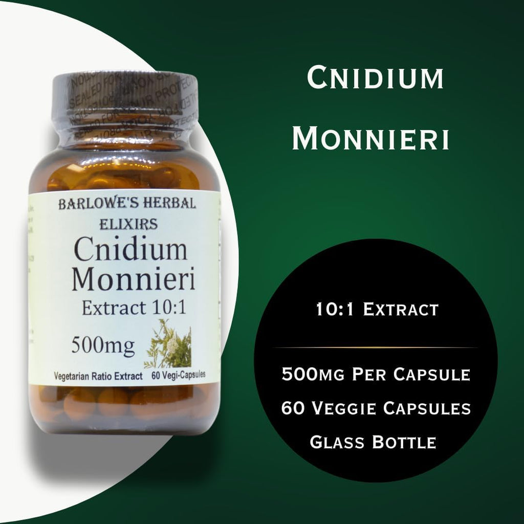 Barlowe's Herbal Elixirs Cnidium Monnieri Suplemento | Extracto 50:1 | 500mg por Cápsula | 60 Cápsulas Veganas | Sin Estearatos, Sin Gluten, Fórmula Pura en Frasco de Vidrio