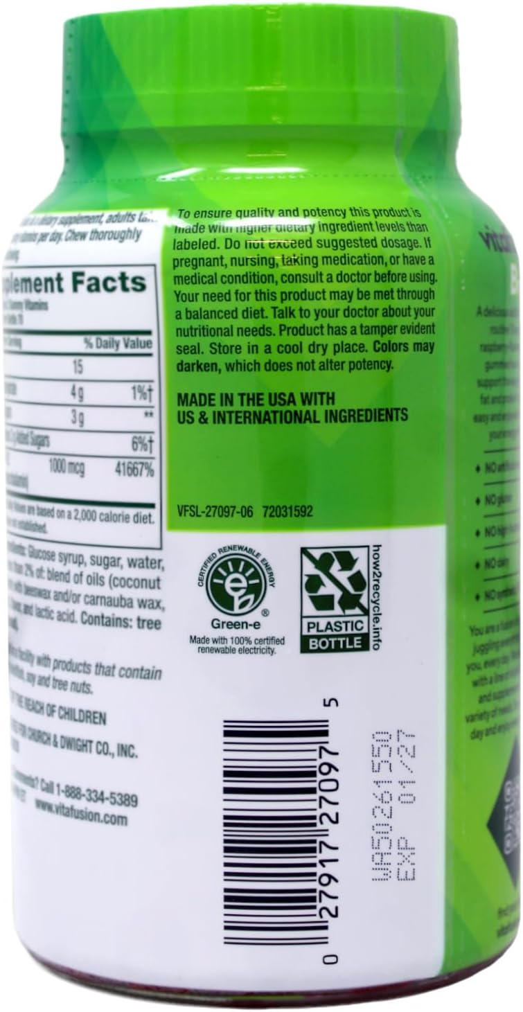 Vitafusion B-12 1000 mcg, 3 Paquetes (140 Comprimidos)