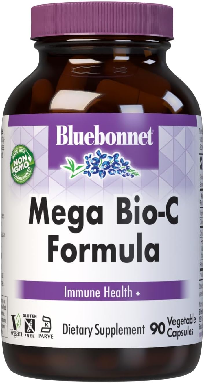 Bluebonnet Nutrition Mega Bio-C Fórmula - Vitamina C Tamponada 750 mg con Bioflavonoides - 90 Cápsulas Vegetales