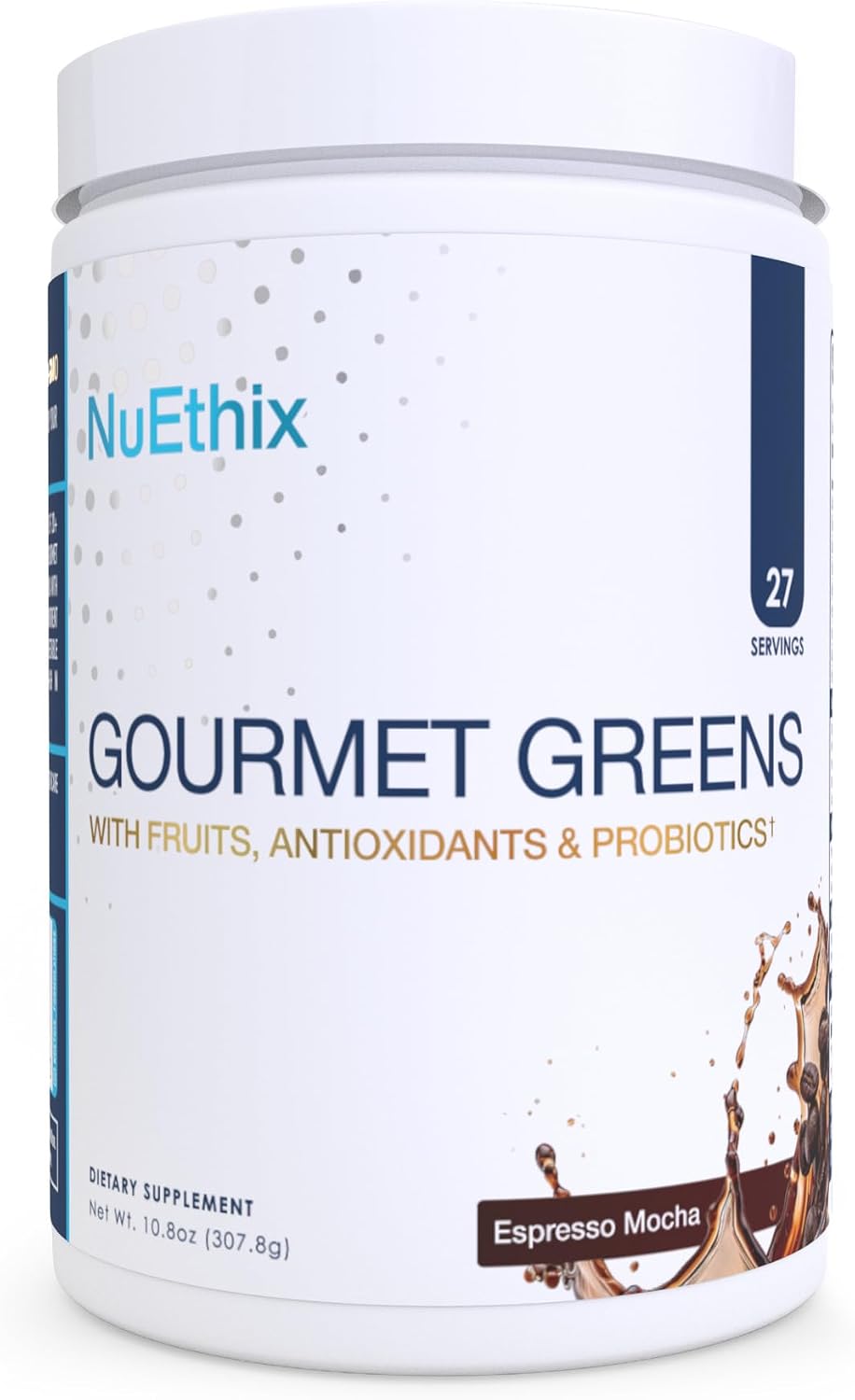 NuEthix Formulations Gourmet Greens Drink Powder – Suplemento en polvo con superalimentos, probióticos y enzimas – Sabor Berry – 30 porciones
