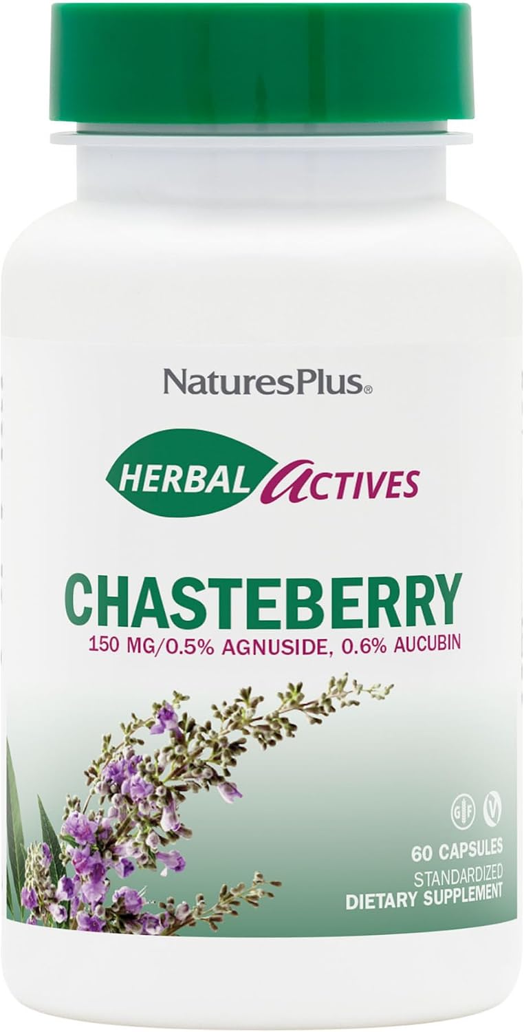 NaturesPlus Herbal Actives Sauzgatillo - 60 Cápsulas - Apoyo al Bienestar Menstrual y Salud Reproductiva - Vegano, Sin Gluten