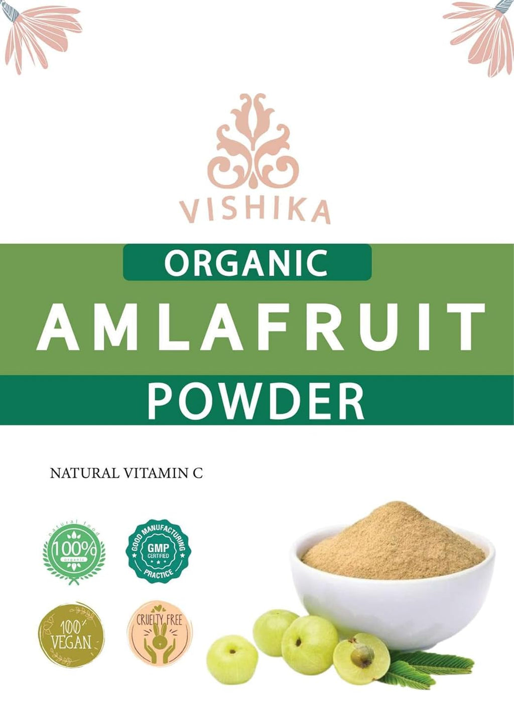 VISHIKA Polvo de Amla Orgánico 100g - Superalimento Ayurvédico con Vitamina C, Vegano y Kosher