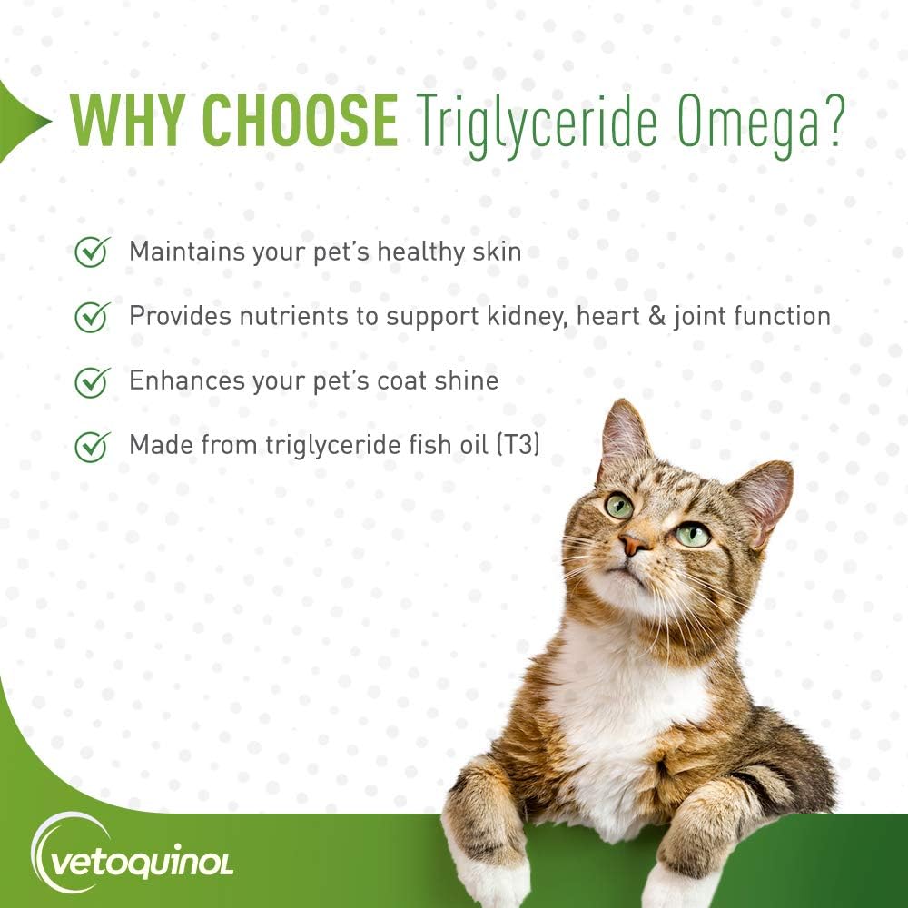 Vetoquinol Triglyceride OMEGA - Aceite de Pescado para Perros y Gatos - 2 x 237 ml