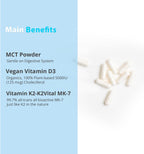 Magceutics Vitamin D3 K2 with MCT, 5000 IU Vegan D3 & 100 mcg MK7 K2, 60 Cápsulas