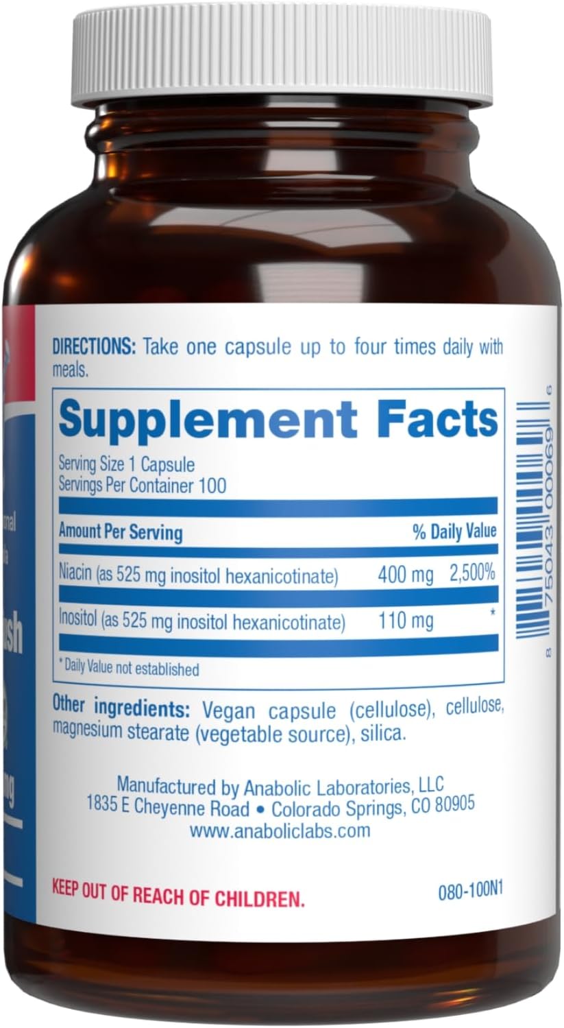 Vitamina B3 Niacina Sin Enrojecimiento – Inositol Hexanicotinato – 100 Cápsulas Vegano