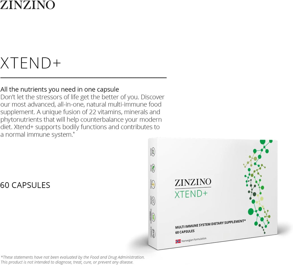 Zinzino Xtend+ - Complemento Multivitamínico e Inmune - 60 Cápsulas