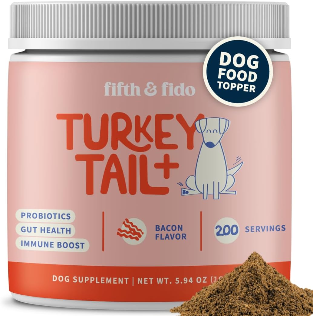 Fifth & Fido Turkey Tail+ para Perros - Suplemento de Hongo Cola de Pavo con Probióticos - 30 dosis