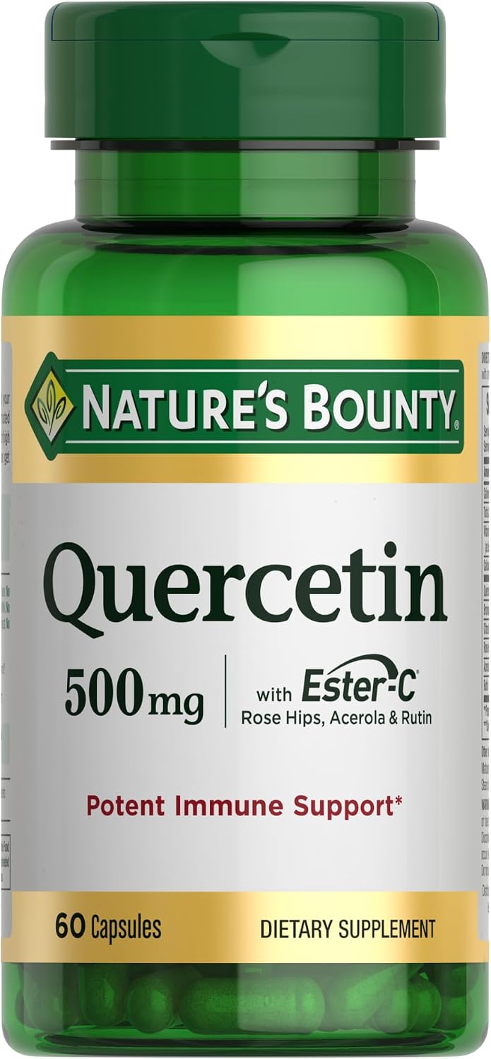 Nature's Bounty Quercetin 500 mg con Vitamina C, Escaramujo y Rutina, 60 comprimidos