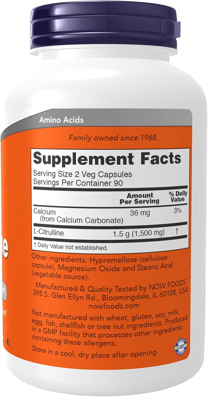 NOW Foods L-Citrullina 750 mg – 180 Cápsulas