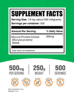 Mucuna Pruriens Extract Powder - 500mg per Serving, 250g (8.8 oz)