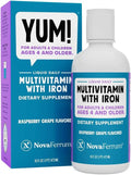 NovaFerrum Yum 473 ml | Multivitamínico con Hierro para +4 años | Sin Gluten Certificado | Sin Azúcar | Sabor Frambuesa y Uva
