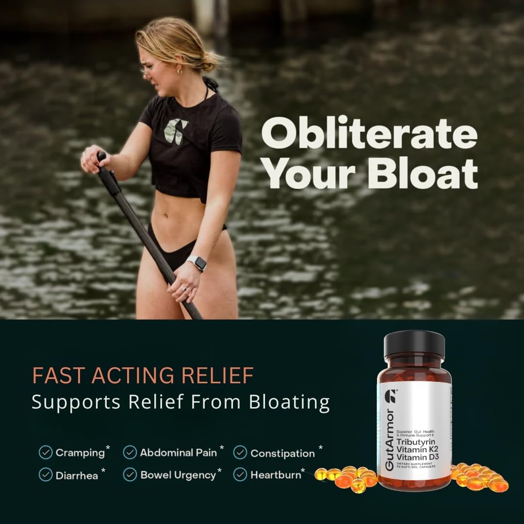 GutArmor Salud Intestinal y Cardíaca + Apoyo Inmunológico | 3 Meses | 90 Cápsulas Blandas | Butirato Puro 350mg, Vitamina D3 2000 UI y Vitamina K2 120 mcg
