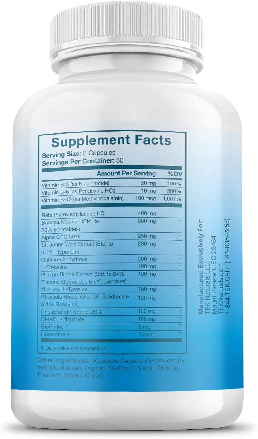 Mind Ignite™ Suplemento Nootrópico para el Rendimiento Mental, 16 Ingredientes, Concentración y Memoria