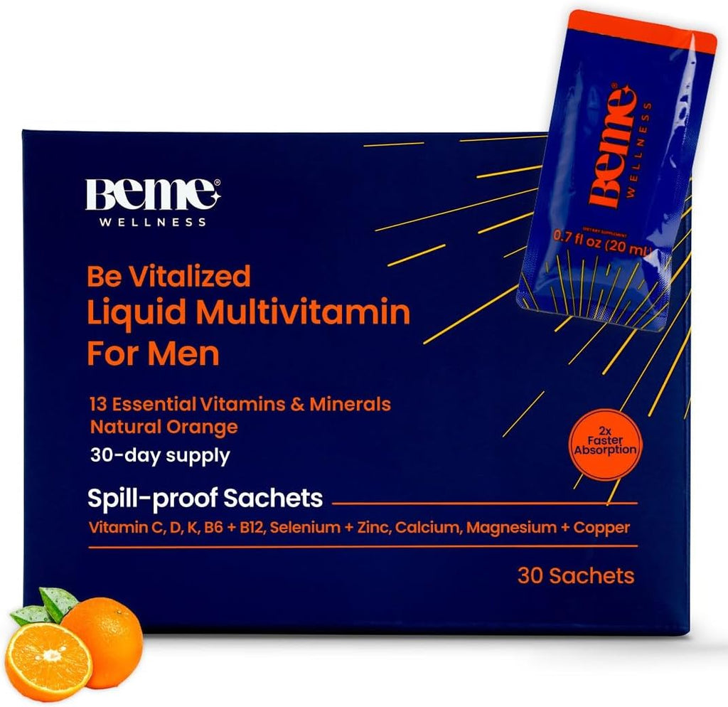 BeMe Multivitamínico Líquido para Mujeres - 13 Vitaminas y Minerales - 15 Sobres, Sabor Naranja