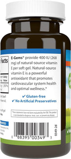 Carlson - E-Gems 400 UI (268 mg), Vitamina E de Origen Natural, Bienestar Óptimo, 140 Cápsulas Blandas